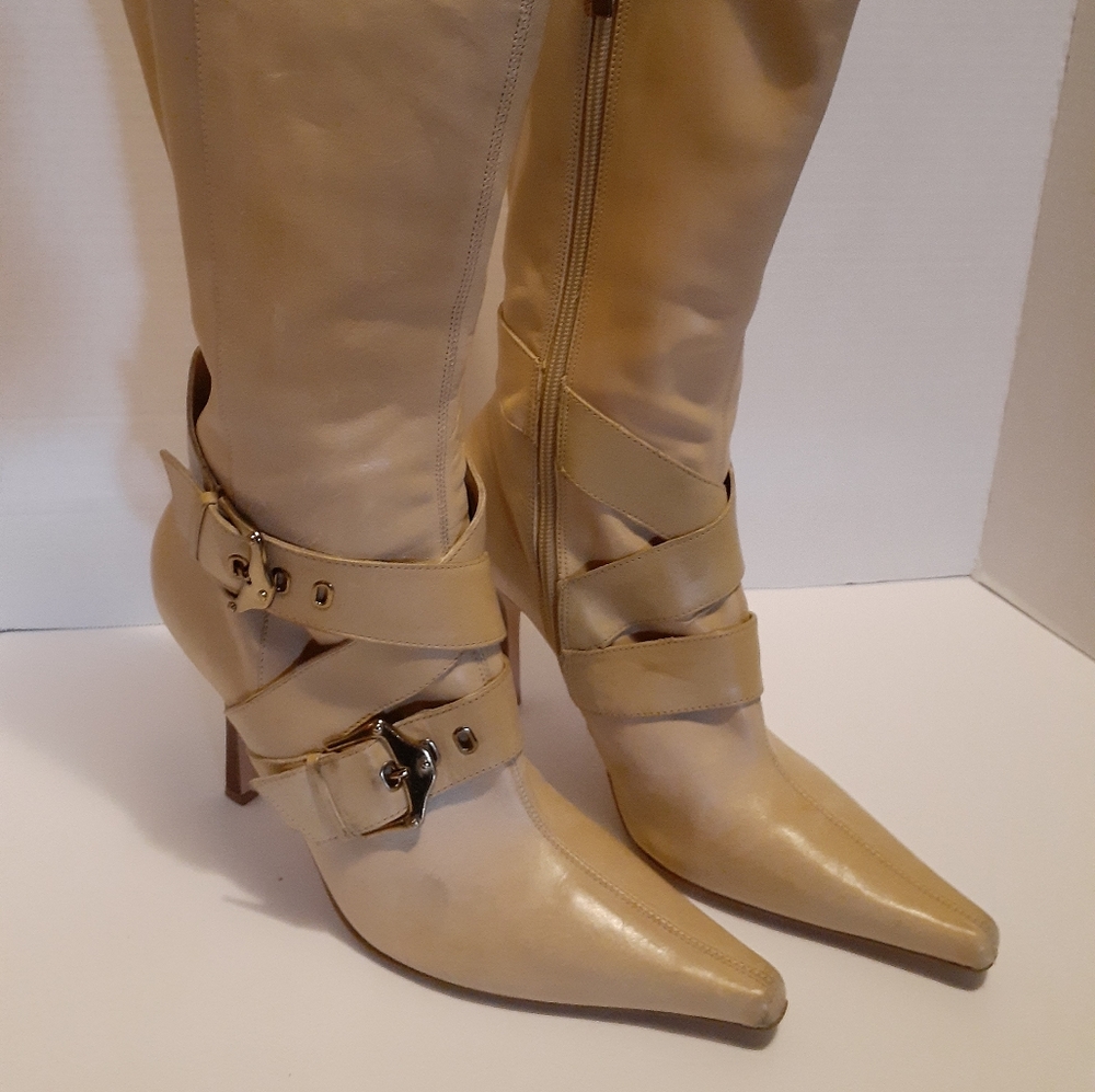 Faith leather beige boots size 7UK US9